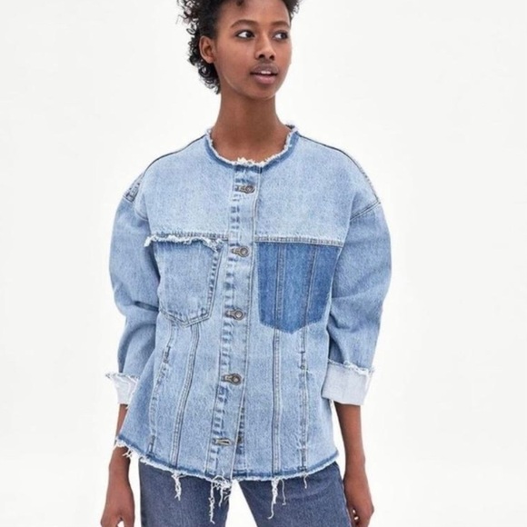 Zara Jackets & Blazers - Zara Frayed Denim Jacket XS
